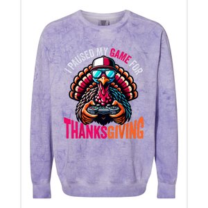 Gamer Thanksgiving Videogame Gaming Turkey Colorblast Crewneck Sweatshirt