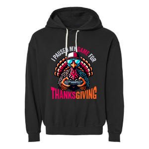 Gamer Thanksgiving Videogame Gaming Turkey Garment-Dyed Fleece Hoodie