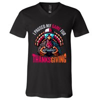 Gamer Thanksgiving Videogame Gaming Turkey V-Neck T-Shirt