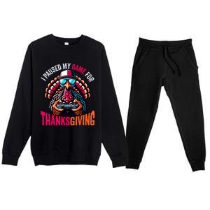 Gamer Thanksgiving Videogame Gaming Turkey Premium Crewneck Sweatsuit Set