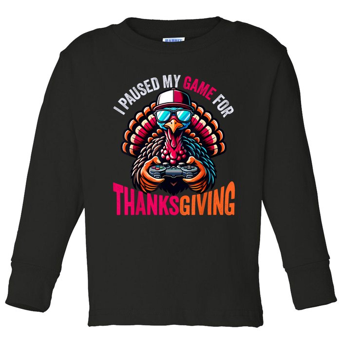 Gamer Thanksgiving Videogame Gaming Turkey Toddler Long Sleeve Shirt