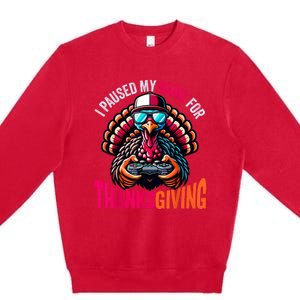 Gamer Thanksgiving Videogame Gaming Turkey Premium Crewneck Sweatshirt