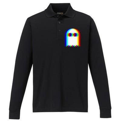 Ghost Trippy Vaporwave Halloween Techno Rave Edm Music Party Performance Long Sleeve Polo