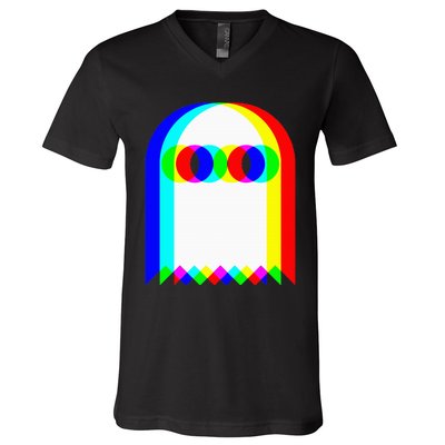 Ghost Trippy Vaporwave Halloween Techno Rave Edm Music Party V-Neck T-Shirt