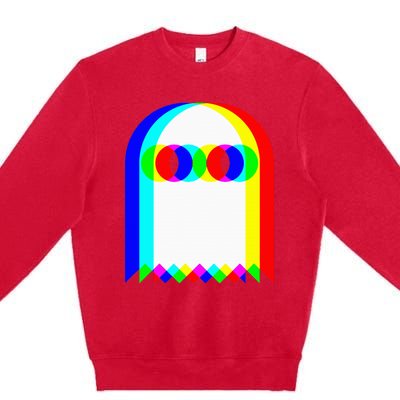 Ghost Trippy Vaporwave Halloween Techno Rave Edm Music Party Premium Crewneck Sweatshirt