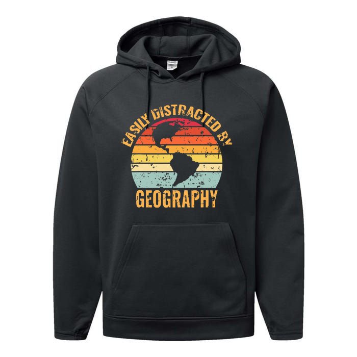 Geography Teacher Vintage Geographer Performance Fleece Hoodie