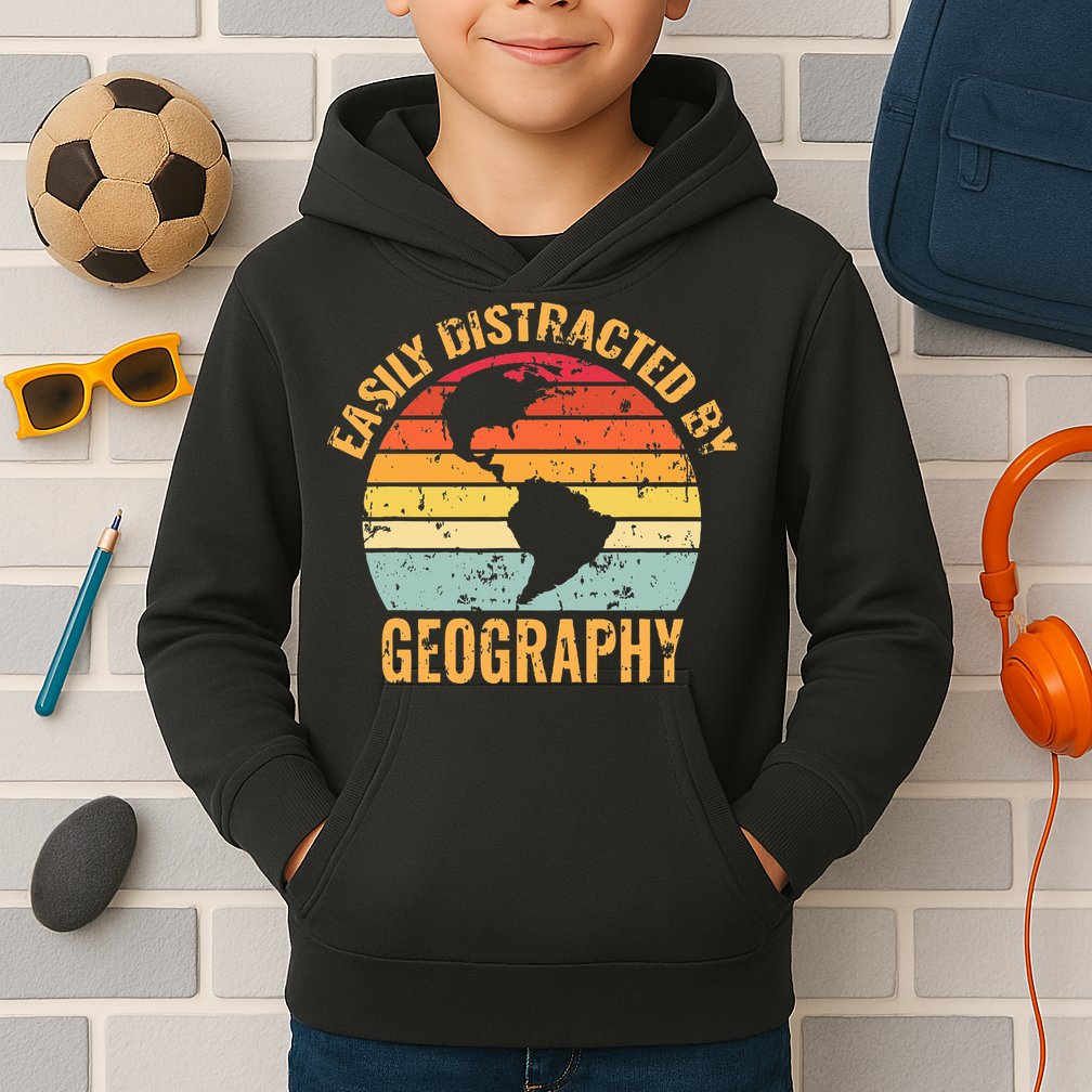 Geography Teacher Vintage Geographer Kids Hoodie