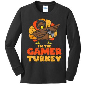 Gamer Turkey Video Games Gaming Thanksgiving Kids Long Sleeve Shirt