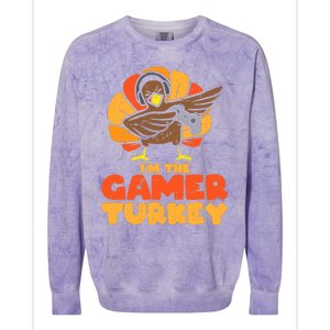 Gamer Turkey Video Games Gaming Thanksgiving Cool Gift Colorblast Crewneck Sweatshirt