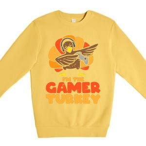 Gamer Turkey Video Games Gaming Thanksgiving Cool Gift Premium Crewneck Sweatshirt