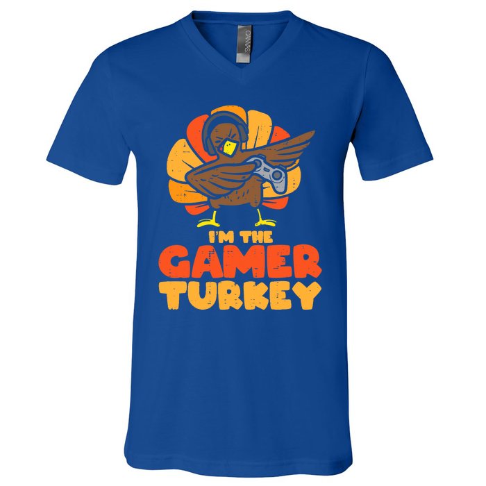 Gamer Turkey Video Games Gaming Thanksgiving Cool Gift V-Neck T-Shirt