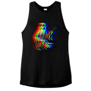 Ghost Trippy Vaporwave Electric Guitar Halloween Rock Music Ladies PosiCharge Tri-Blend Wicking Tank