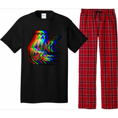 Ghost Trippy Vaporwave Electric Guitar Halloween Rock Music Pajama Set