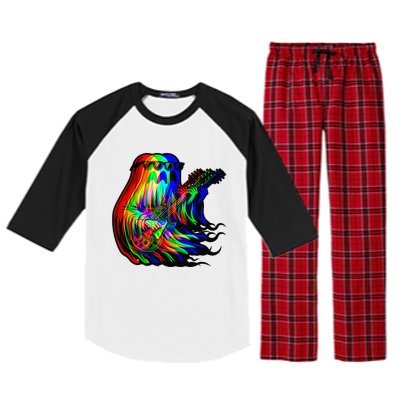 Ghost Trippy Vaporwave Electric Guitar Halloween Rock Music Raglan Sleeve Pajama Set