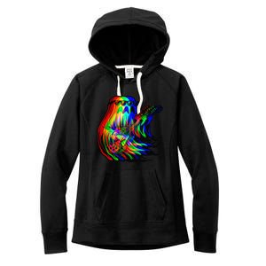 Ghost Trippy Vaporwave Electric Guitar Halloween Rock Music Women's Fleece Hoodie