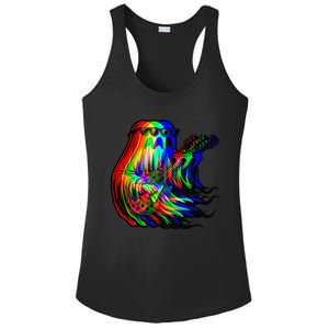 Ghost Trippy Vaporwave Electric Guitar Halloween Rock Music Ladies PosiCharge Competitor Racerback Tank