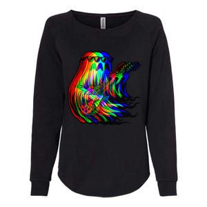 Ghost Trippy Vaporwave Electric Guitar Halloween Rock Music Womens California Wash Sweatshirt