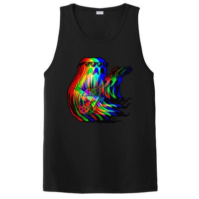 Ghost Trippy Vaporwave Electric Guitar Halloween Rock Music PosiCharge Competitor Tank