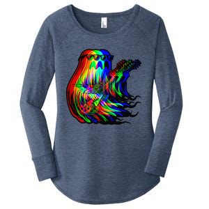 Ghost Trippy Vaporwave Electric Guitar Halloween Rock Music Women's Perfect Tri Tunic Long Sleeve Shirt