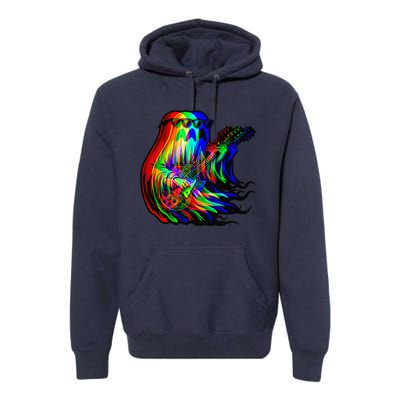 Ghost Trippy Vaporwave Electric Guitar Halloween Rock Music Premium Hoodie