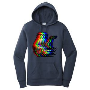 Ghost Trippy Vaporwave Electric Guitar Halloween Rock Music Women's Pullover Hoodie