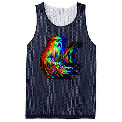 Ghost Trippy Vaporwave Electric Guitar Halloween Rock Music Mesh Reversible Basketball Jersey Tank