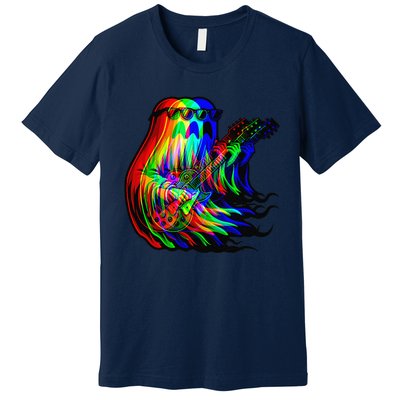 Ghost Trippy Vaporwave Electric Guitar Halloween Rock Music Premium T-Shirt