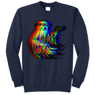 Ghost Trippy Vaporwave Electric Guitar Halloween Rock Music Tall Sweatshirt