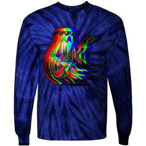 Ghost Trippy Vaporwave Electric Guitar Halloween Rock Music Tie-Dye Long Sleeve Shirt