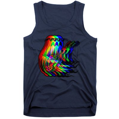 Ghost Trippy Vaporwave Electric Guitar Halloween Rock Music Tank Top