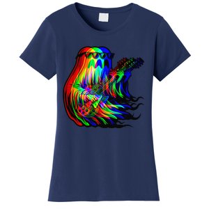 Ghost Trippy Vaporwave Electric Guitar Halloween Rock Music Women's T-Shirt