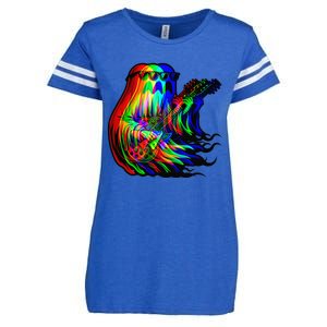 Ghost Trippy Vaporwave Electric Guitar Halloween Rock Music Enza Ladies Jersey Football T-Shirt