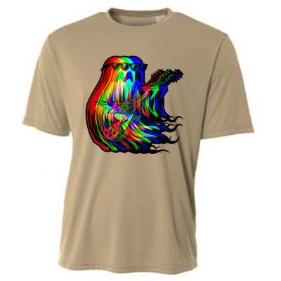 Ghost Trippy Vaporwave Electric Guitar Halloween Rock Music Cooling Performance Crew T-Shirt