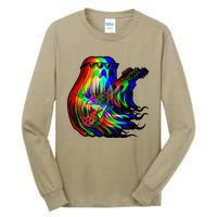 Ghost Trippy Vaporwave Electric Guitar Halloween Rock Music Tall Long Sleeve T-Shirt