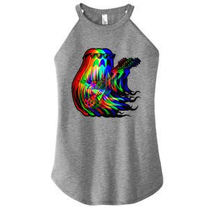 Ghost Trippy Vaporwave Electric Guitar Halloween Rock Music Women's Perfect Tri Rocker Tank