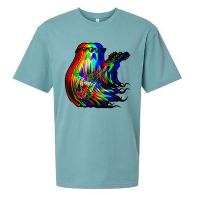 Ghost Trippy Vaporwave Electric Guitar Halloween Rock Music Sueded Cloud Jersey T-Shirt