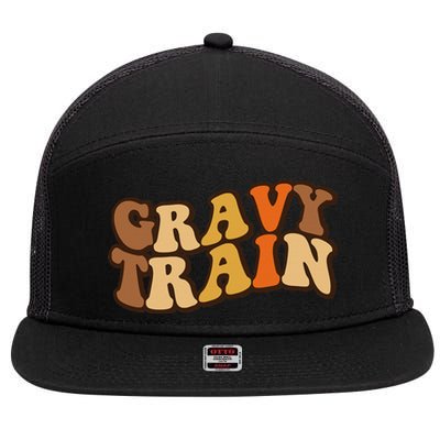 Gravy Train Vintage Thanksgiving Turkey Funny Love Gravy 7 Panel Mesh Trucker Snapback Hat