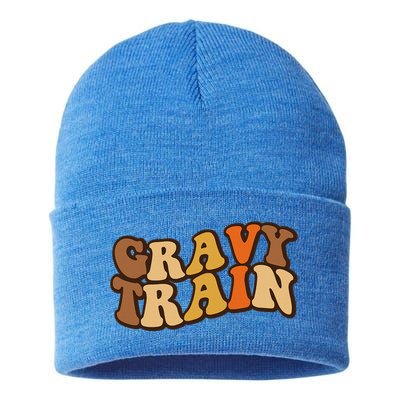 Gravy Train Vintage Thanksgiving Turkey Funny Love Gravy Sustainable Knit Beanie