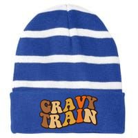 Gravy Train Vintage Thanksgiving Turkey Funny Love Gravy Striped Beanie with Solid Band