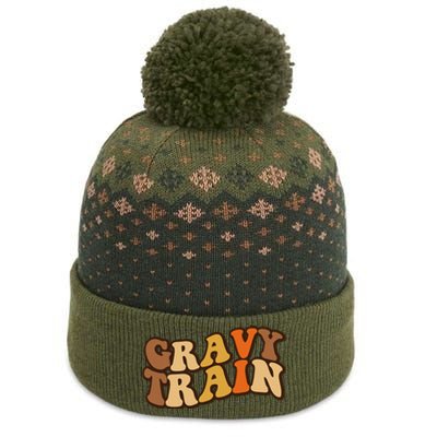 Gravy Train Vintage Thanksgiving Turkey Funny Love Gravy The Baniff Cuffed Pom Beanie