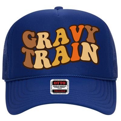 Gravy Train Vintage Thanksgiving Turkey Funny Love Gravy High Crown Mesh Back Trucker Hat