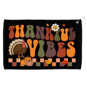 Groovy Thankful Vibes Turkey Pumpkin Fall Thanksgiving Funny Gift Grommeted Golf Towel