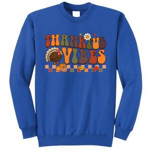 Groovy Thankful Vibes Turkey Pumpkin Fall Thanksgiving Funny Gift Sweatshirt