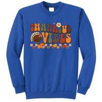 Groovy Thankful Vibes Turkey Pumpkin Fall Thanksgiving Funny Gift Sweatshirt