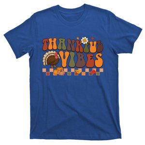 Groovy Thankful Vibes Turkey Pumpkin Fall Thanksgiving Funny Gift T-Shirt