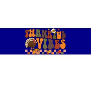 Groovy Thankful Vibes Turkey Pumpkin Fall Thanksgiving Funny Gift Bumper Sticker