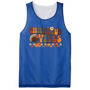 Groovy Thankful Vibes Turkey Pumpkin Fall Thanksgiving Funny Gift Mesh Reversible Basketball Jersey Tank