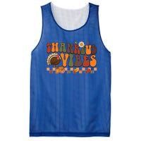 Groovy Thankful Vibes Turkey Pumpkin Fall Thanksgiving Funny Gift Mesh Reversible Basketball Jersey Tank