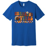 Groovy Thankful Vibes Turkey Pumpkin Fall Thanksgiving Funny Gift Premium T-Shirt