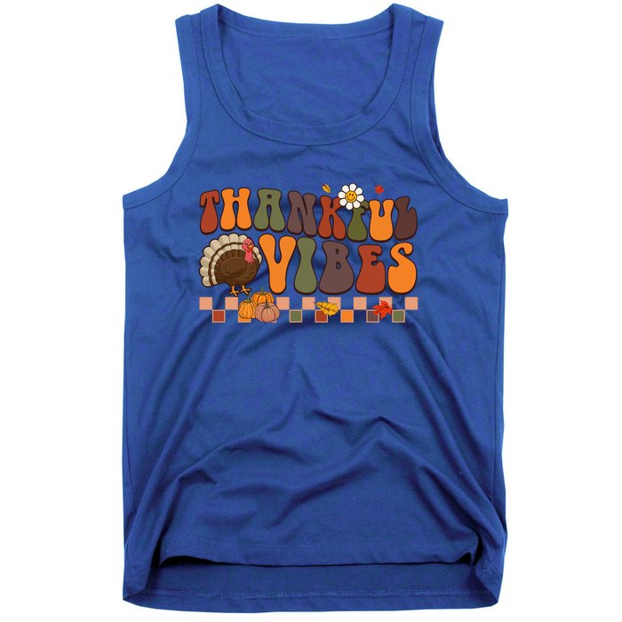 Groovy Thankful Vibes Turkey Pumpkin Fall Thanksgiving Funny Gift Tank Top